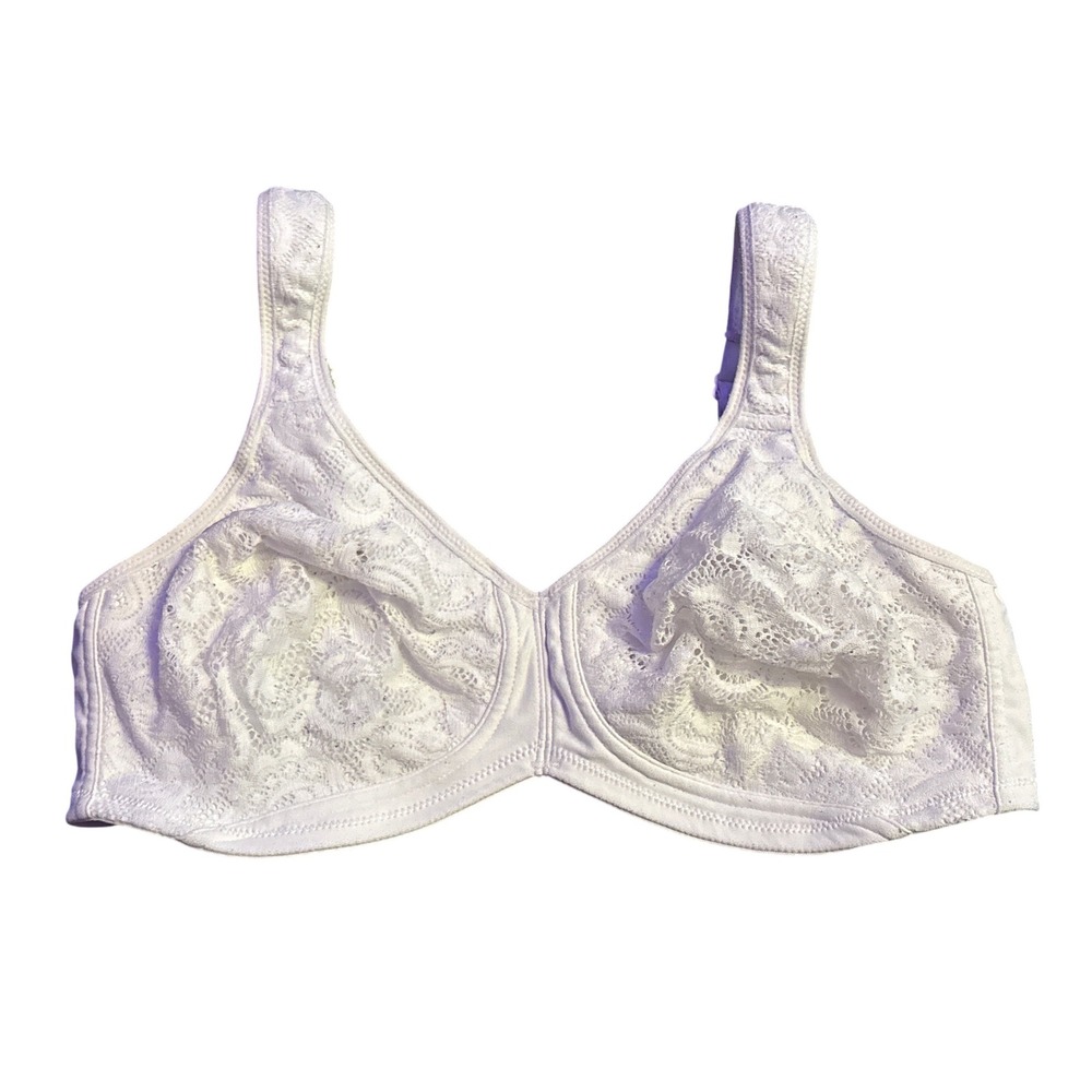 Amoena Jamie 2146 Women's White Lace Wire-Free Mastectomy Bra Size 36B